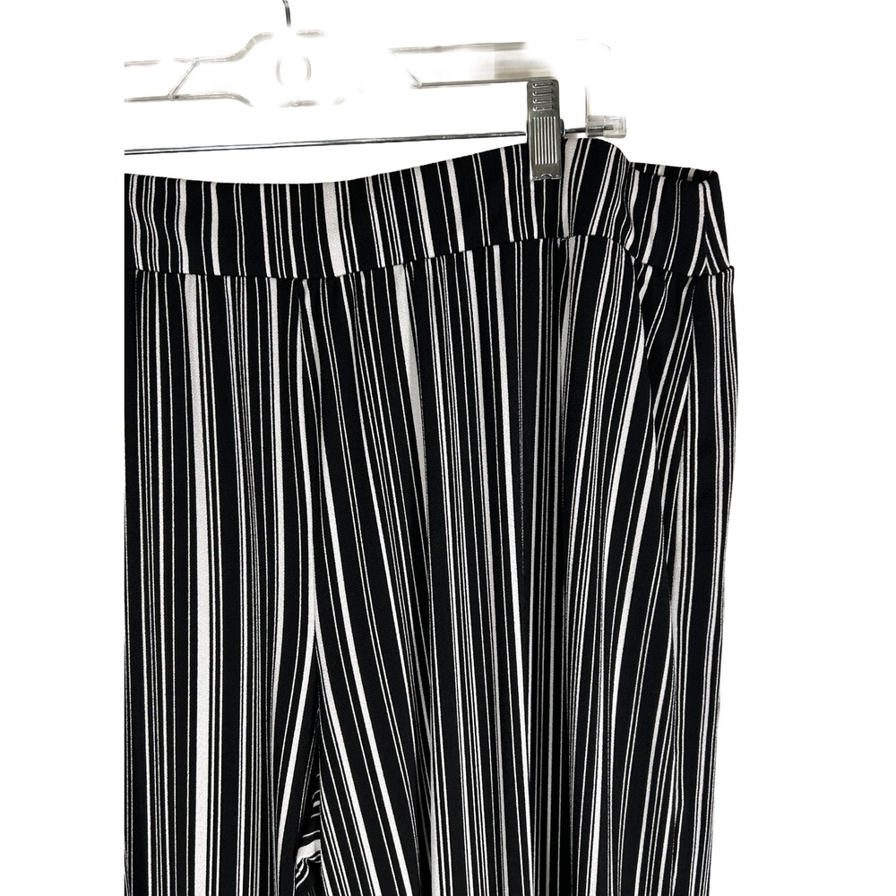 EST. 1946 Womens XL Black White Vertical Stripe Wide Leg Elastic Waist Pants - Picture 2 of 6